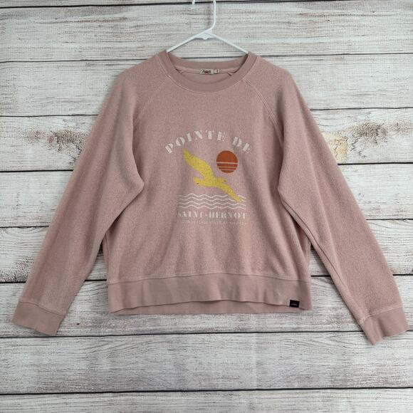 Faherty Beach Organic Cotton Reverse Fleece Sweatshirt Womens Large Pink - Picture 1 of 10